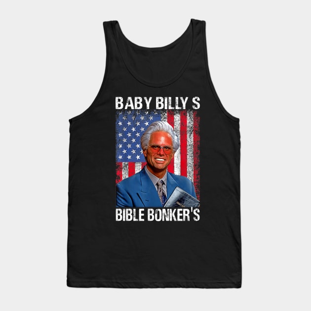 Retro USA Flag Baby Billy's Bible Bonker Tank Top by dalioperm